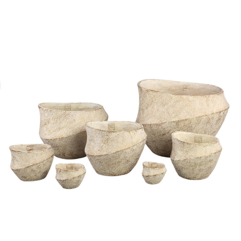 Rishell Room cement ronde pot met lijn grote L - depauwwonen