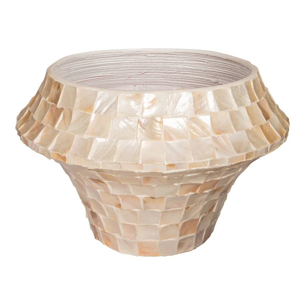 Daven Cream poly shell pot rond laag L by PTMD