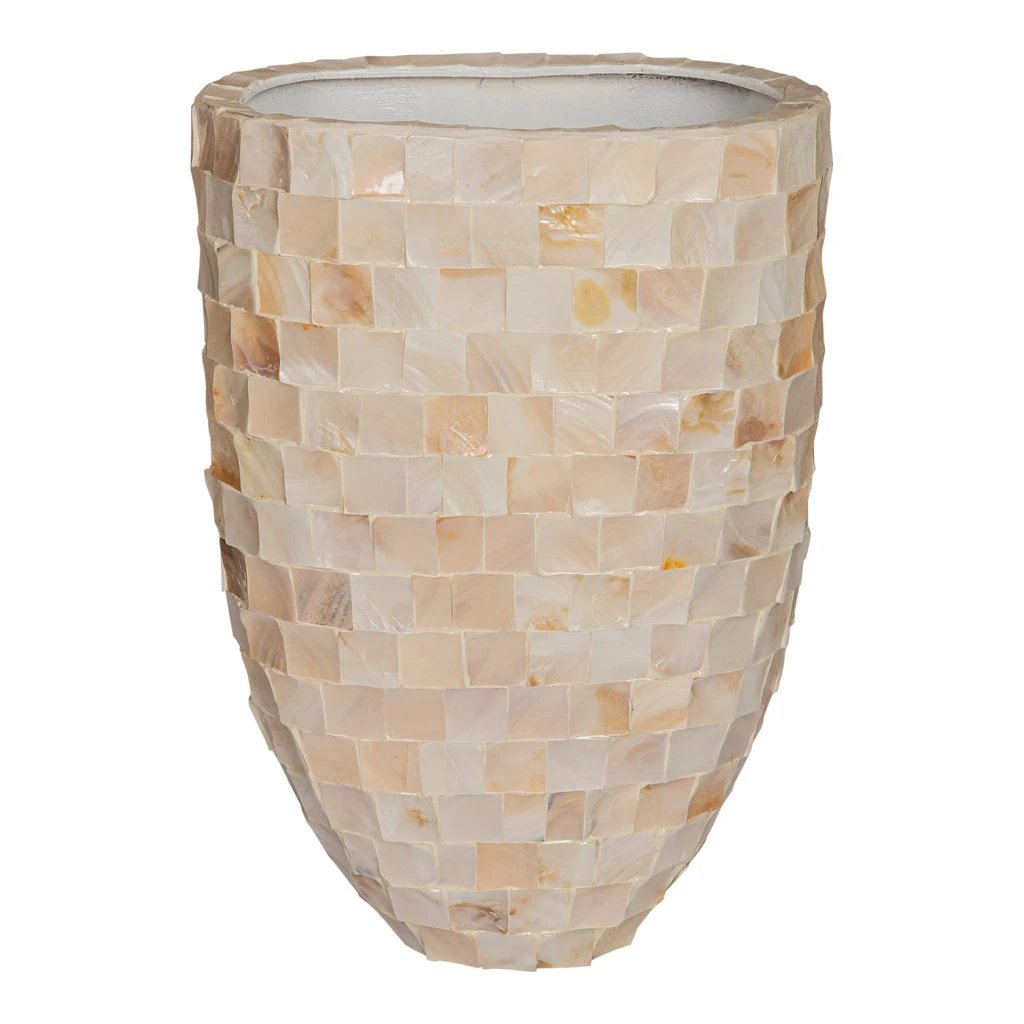 Daven Cream poly shell pot ovaal hoog L by PTMD