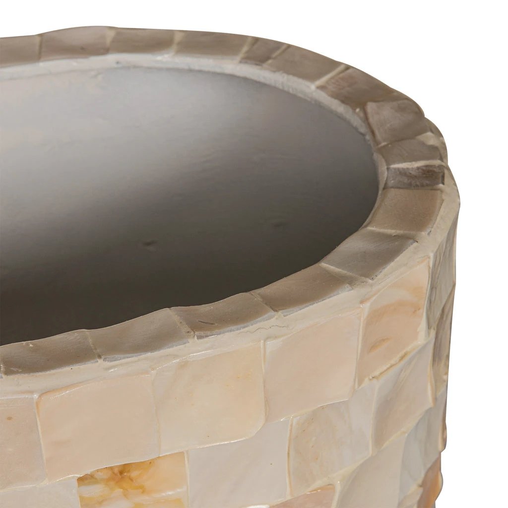 Daven Cream poly shell pot ovaal hoog L by PTMD