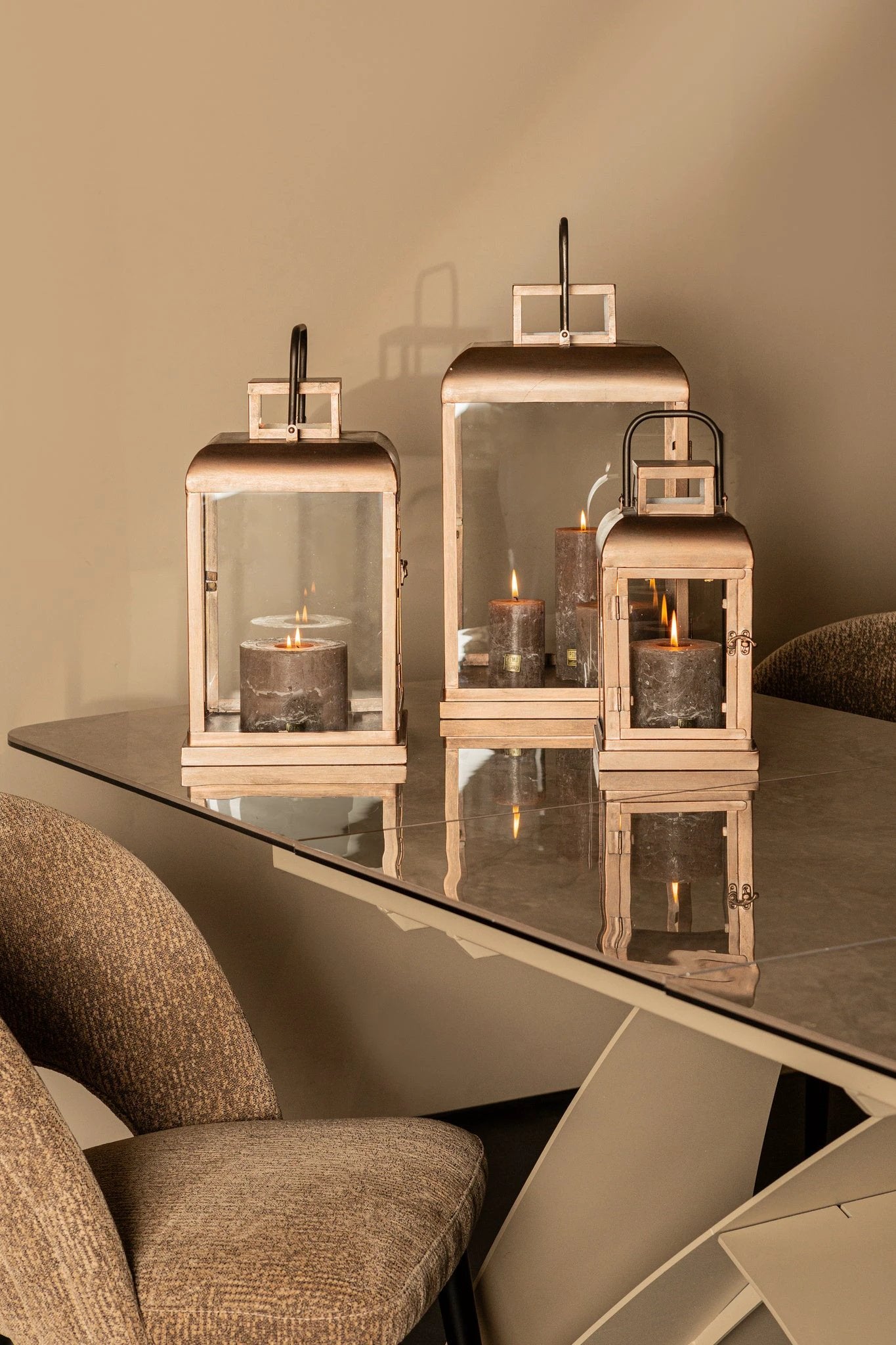 Vitoria Koperen rechthoekige ijzeren lantaarn met glas L by PTMD