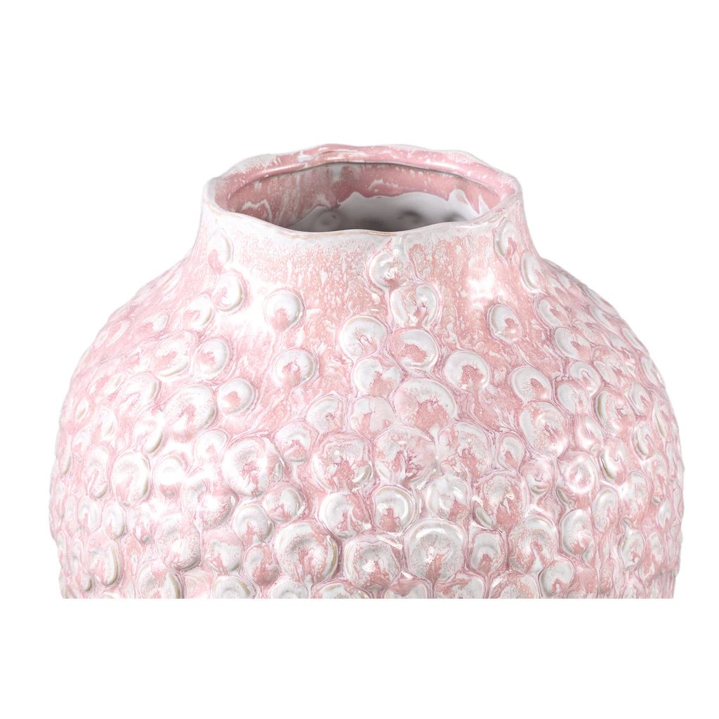 Avis Roze keramische pot rond gevormde schalen hoog L by PTMD