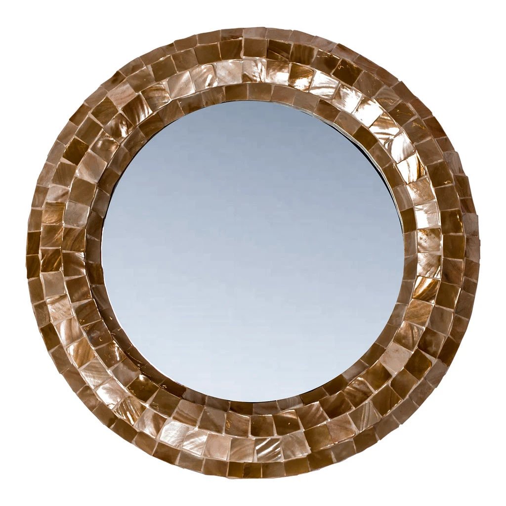 Chelsae Bronzen poly ronde schelpspiegel klein by PTMD