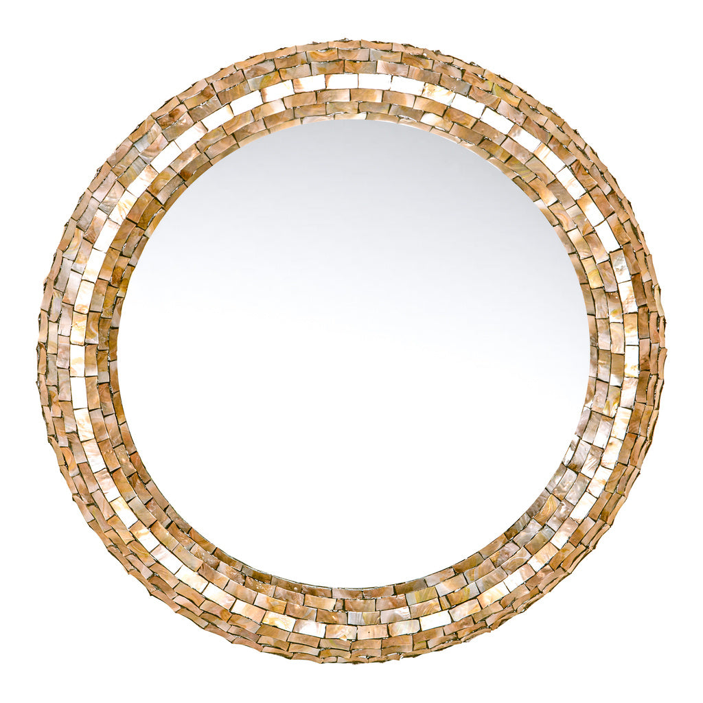 Chelsae Crème poly ronde schelpspiegel groot - depauwwonen