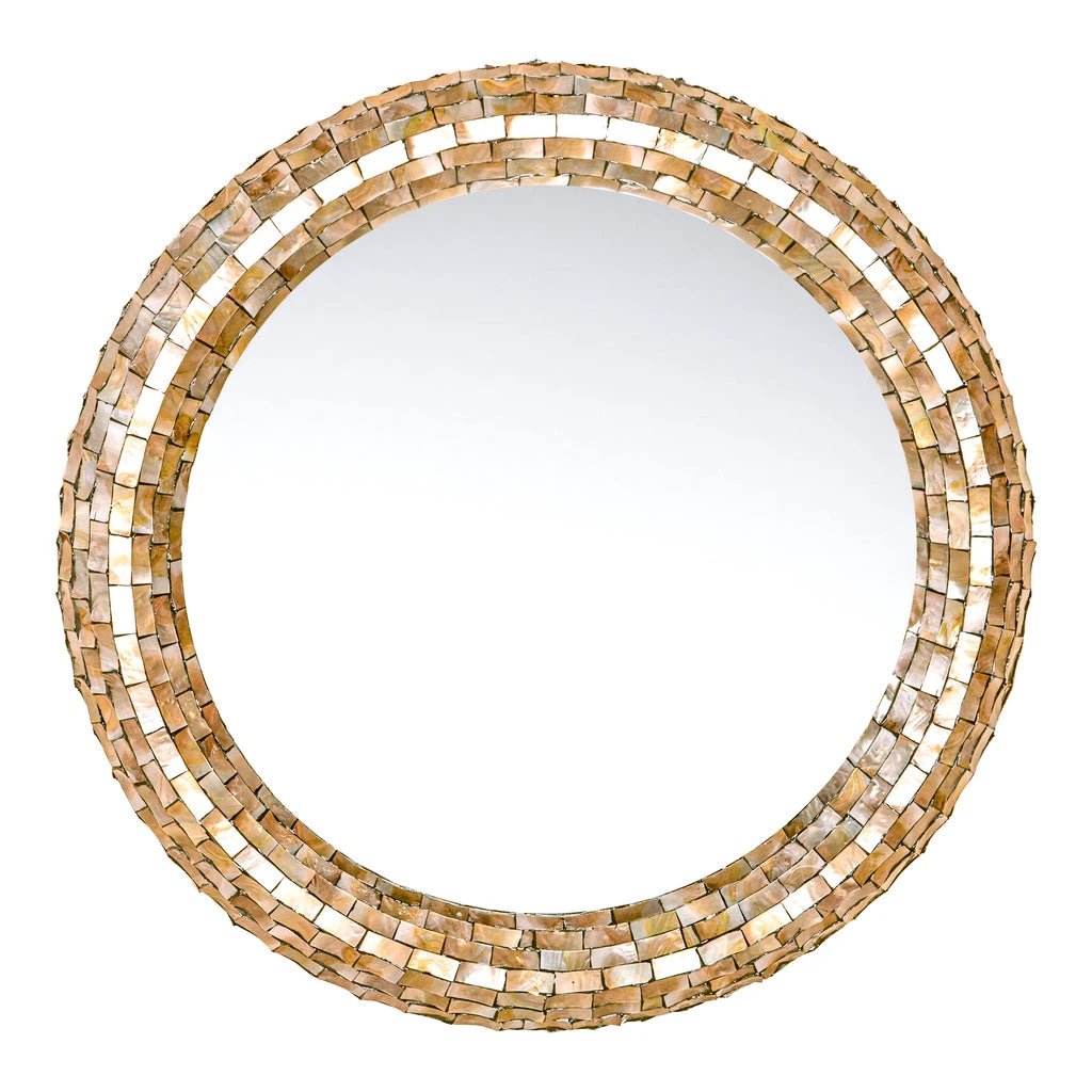 Chelsae Crème poly ronde schelpspiegel groot by PTMD