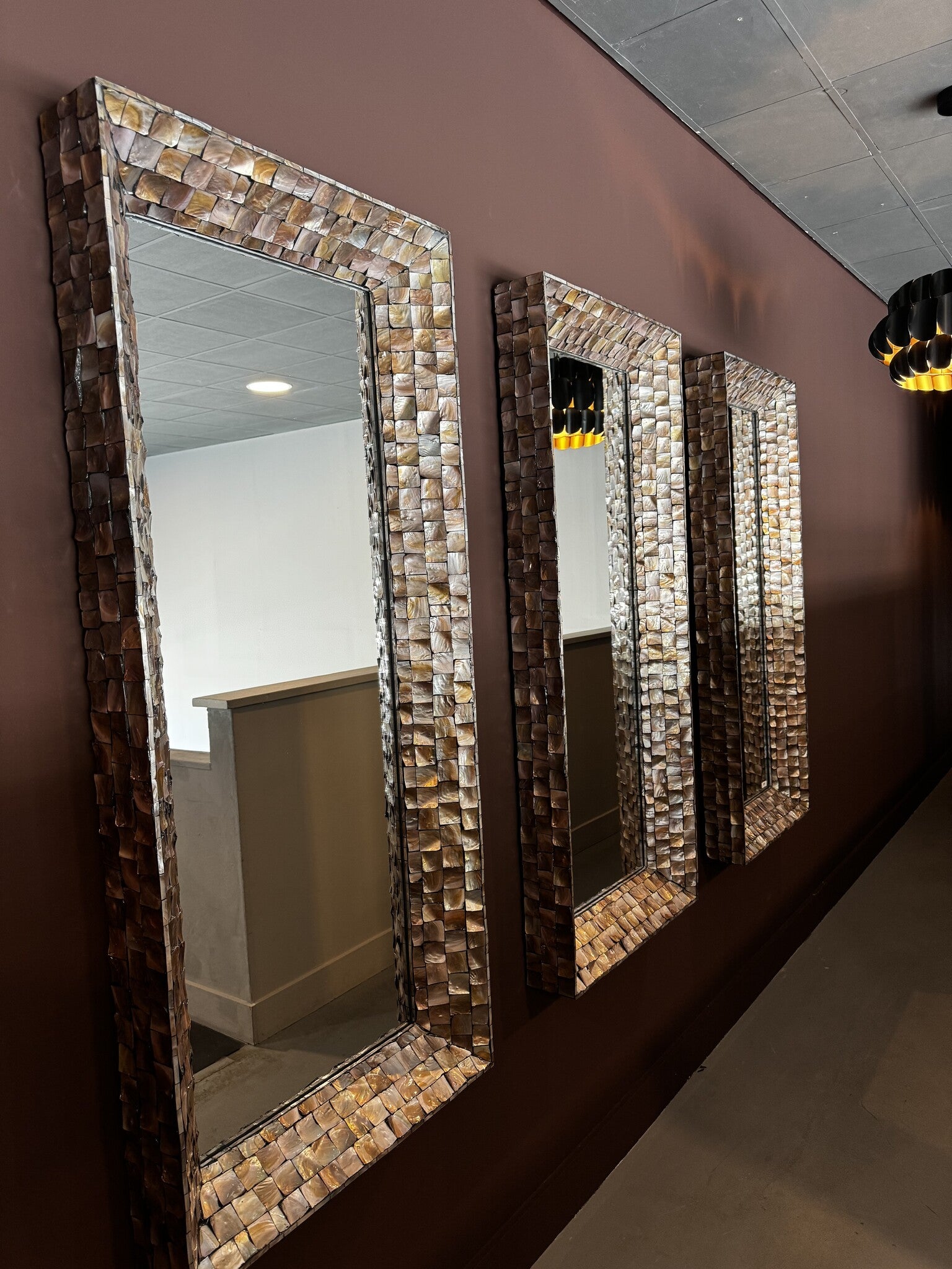 Chelsae Bronzen poly rechthoekige schelpspiegel - depauwwonen