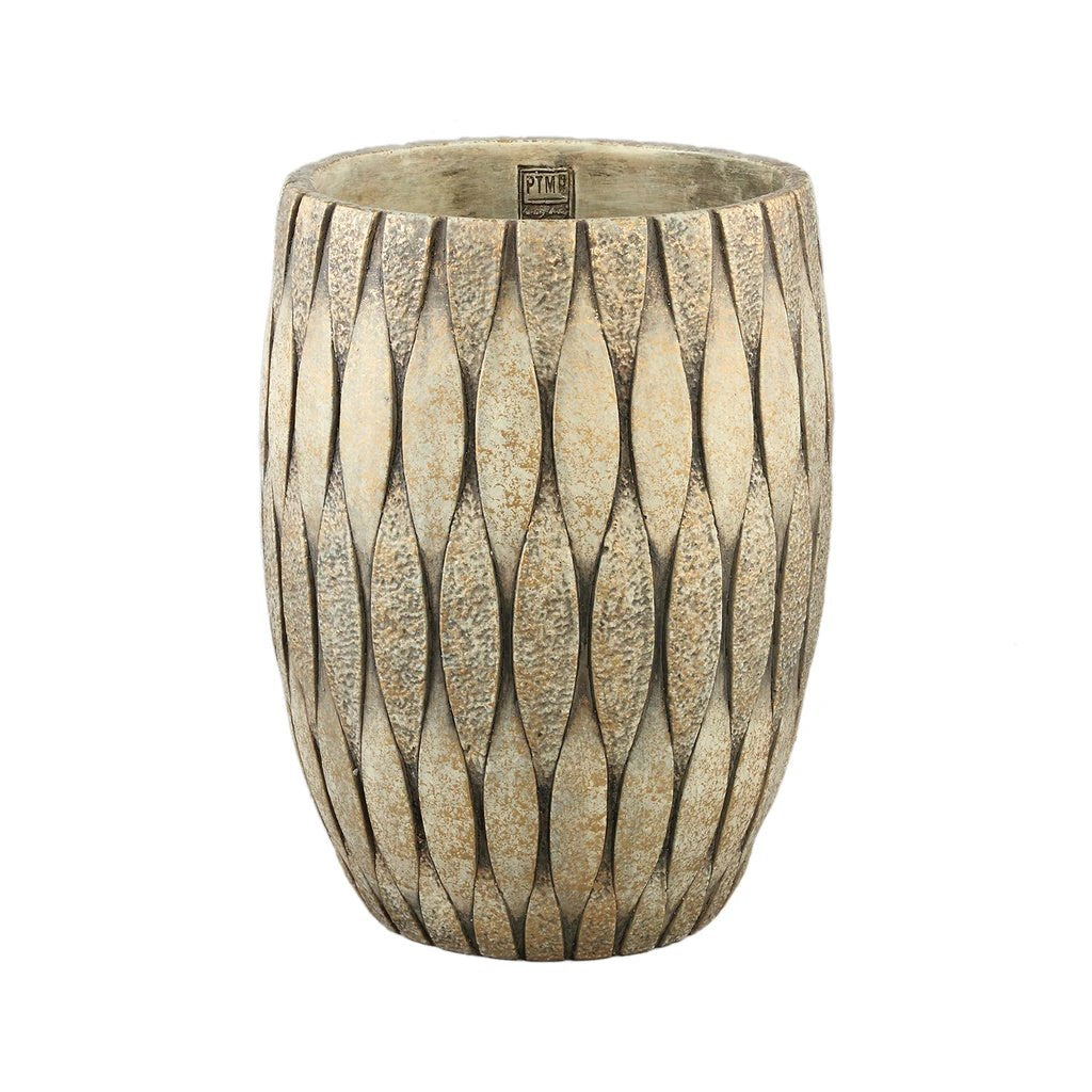 Joedi Taupe cement pot gemengde structuur rond groot S by PTMD