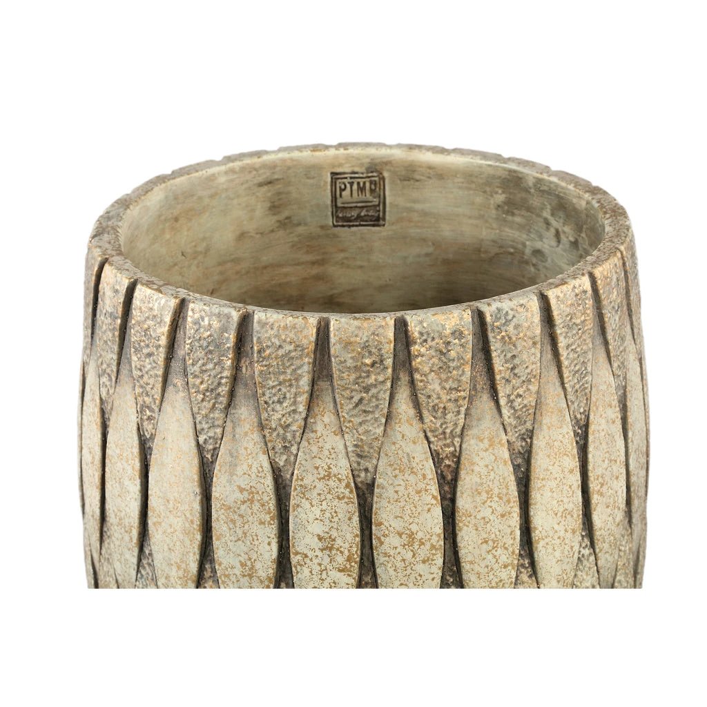 Joedi Taupe cement pot gemengde structuur rond groot S by PTMD