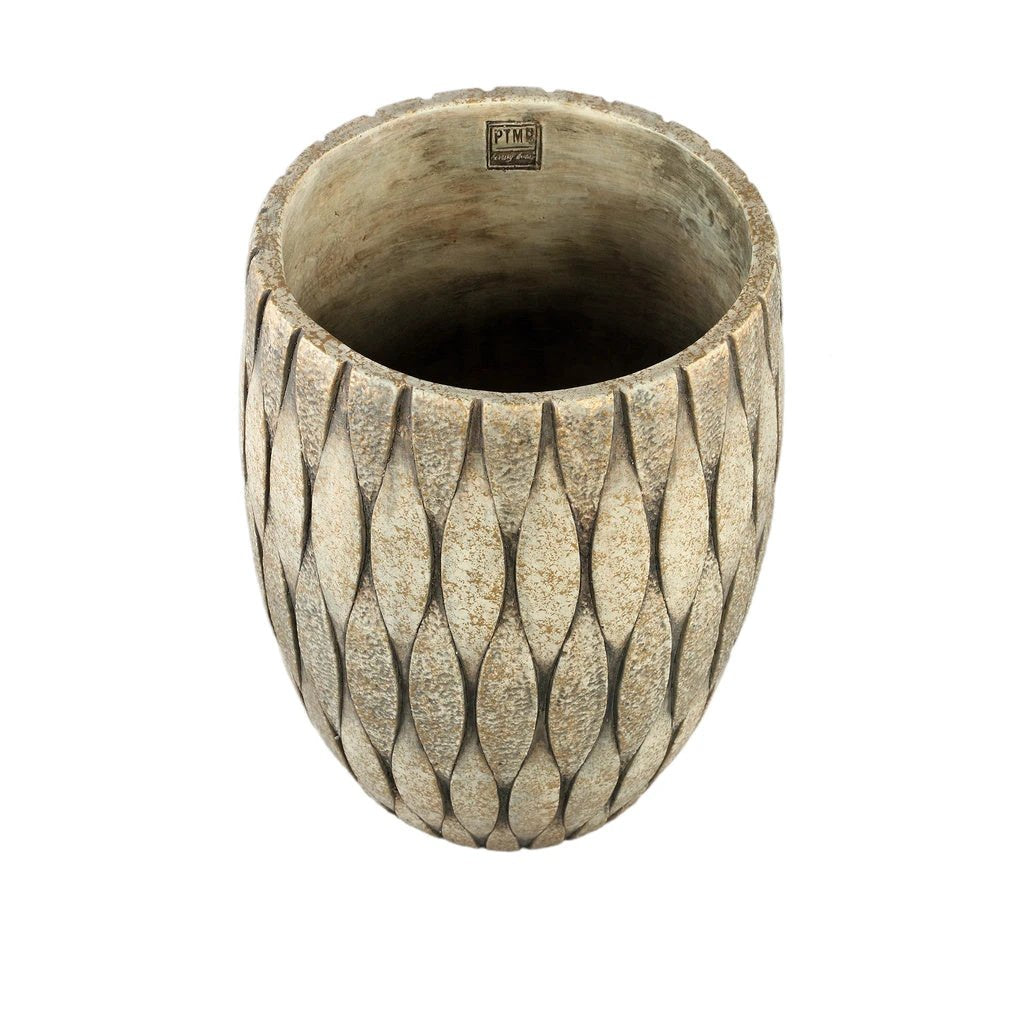 Joedi Taupe cement pot gemengde structuur rond groot S by PTMD