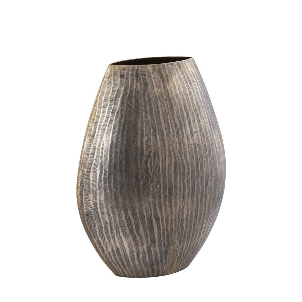 Jowad Antiek Goud aluminium pot hoog ovaal M by PTMD