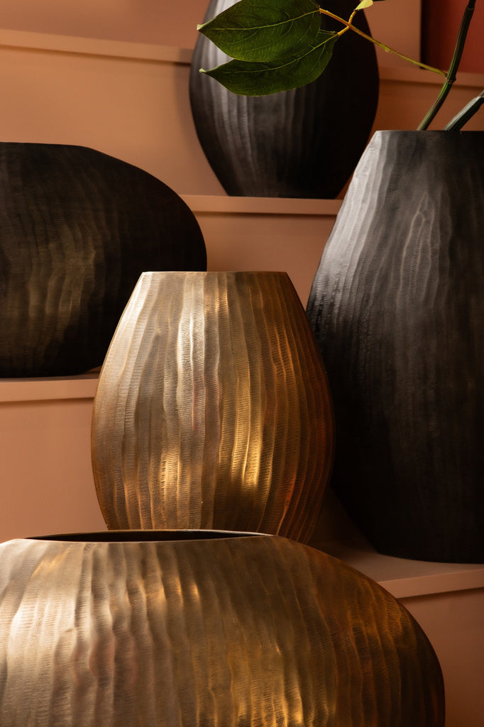 Jowad Antiek Goud aluminium pot laag ovaal L - depauwwonen