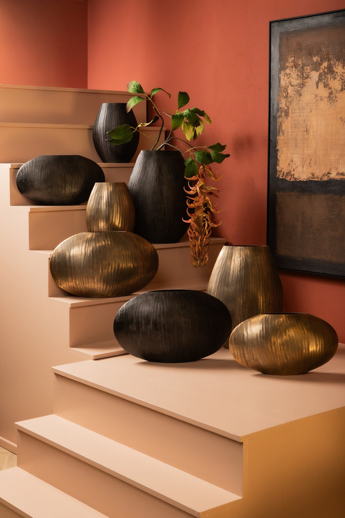 Jowad Antiek Goud aluminium pot laag ovaal L - depauwwonen