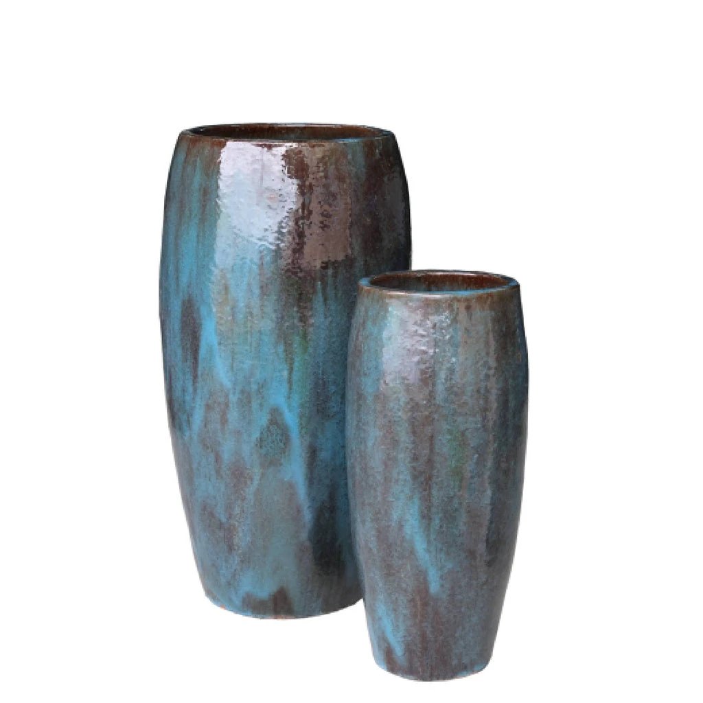 Rachyl Blauw geglazuurde ronde keramische pot hoog SV2 by PTMD