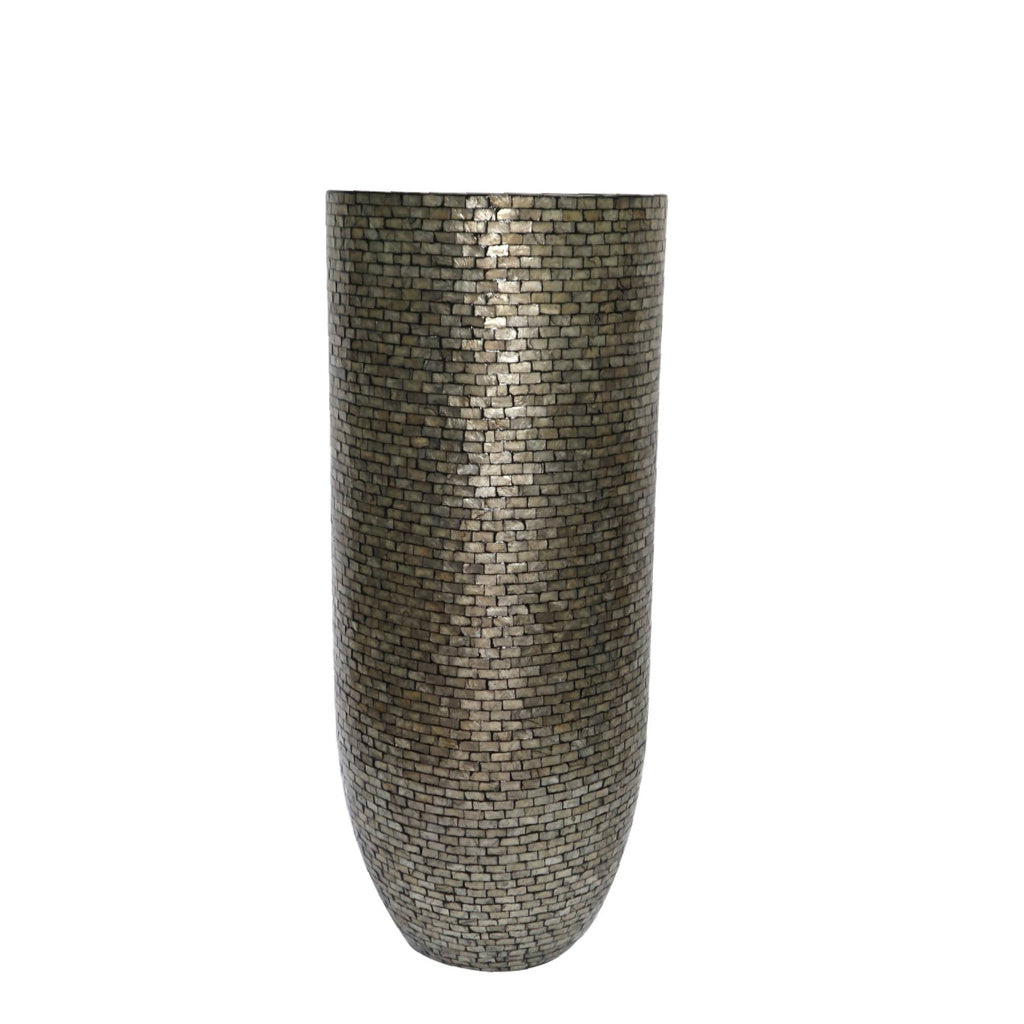 Adrija Champagne round poly shell bamboo pot XL - depauwwonen