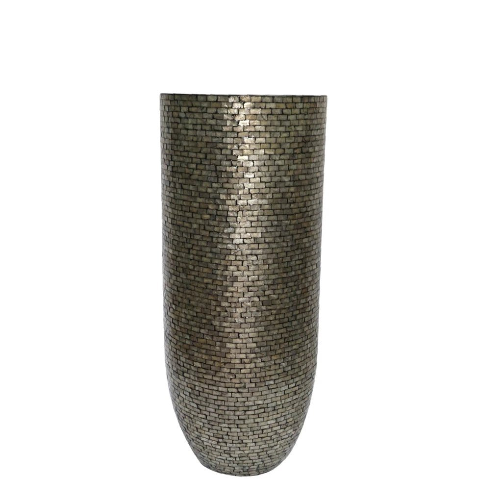 Adrija Champagne round poly shell bamboo pot XL by PTMD