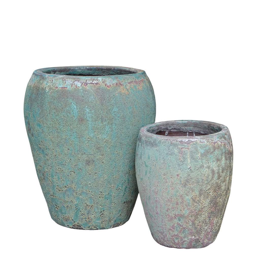 Nasser Groene Keramieke Pot - set van 2 by PTMD