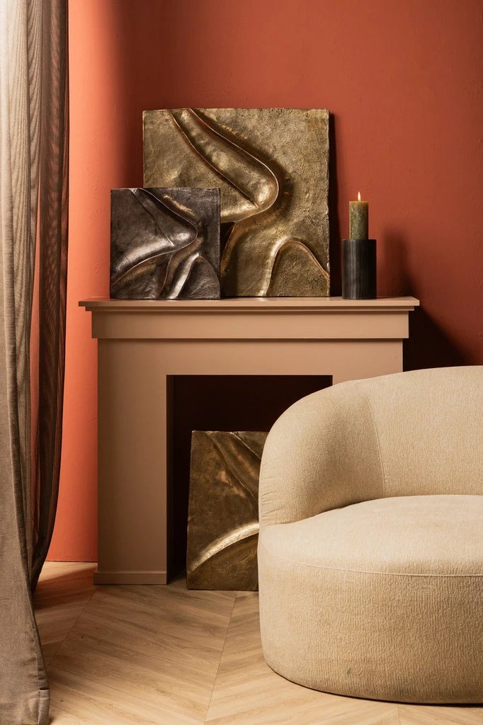 Gihan Gold gegoten aluminium wandpaneel golflijnen S by PTMD