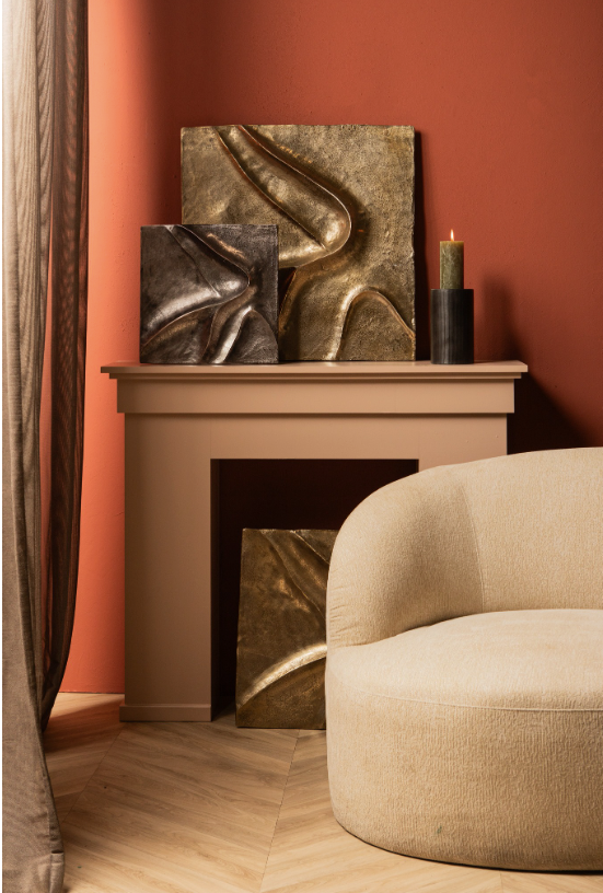 Gihan Gold gegoten aluminium wandpaneel met golflijnen L - depauwwonen