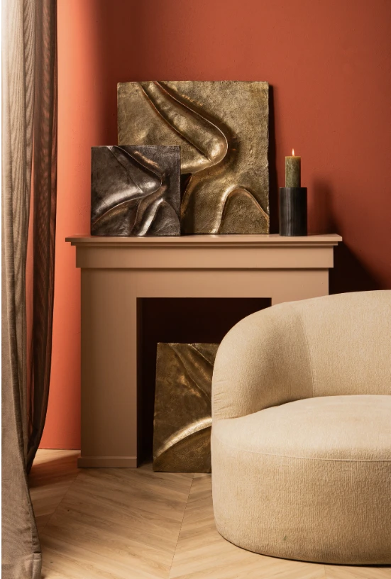 Gihan Gold gegoten aluminium wandpaneel met golflijnen L by PTMD