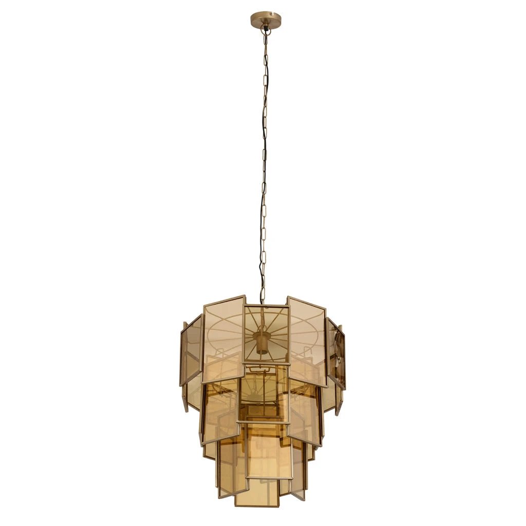 Loucas Brass lustre glazen hanglamp lagen L by PTMD