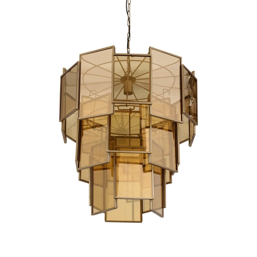 Loucas Brass lustre glazen hanglamp lagen L by PTMD