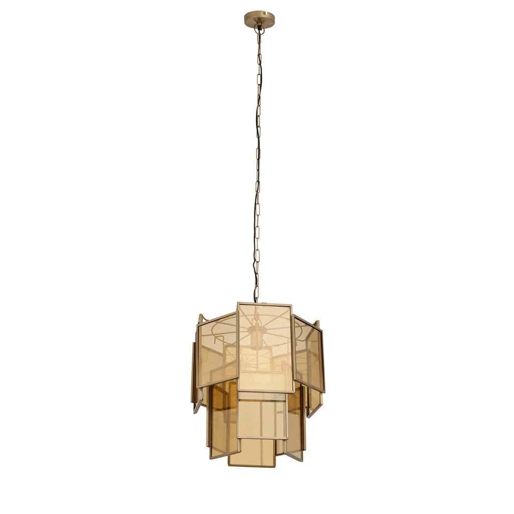 Loucas Brass lustre glazen hanglamp lagen S by PTMD