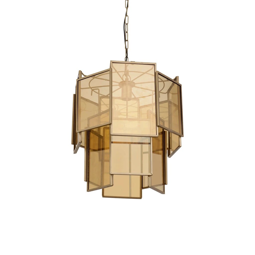Loucas Brass lustre glazen hanglamp lagen S by PTMD