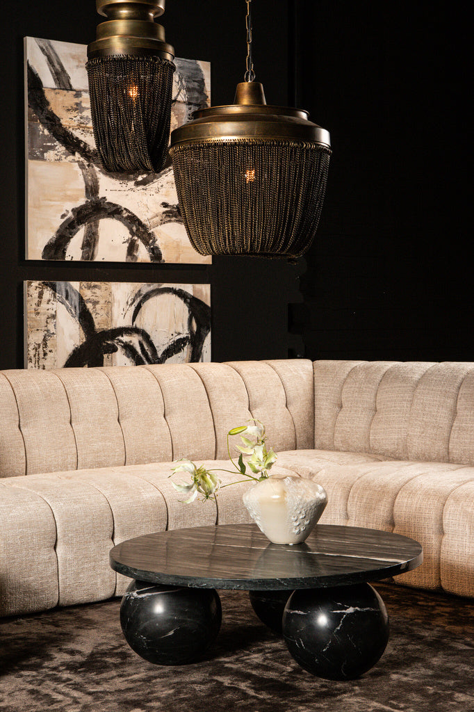 Diro Zwarte Marmeren 3-bal salontafel rond - depauwwonen