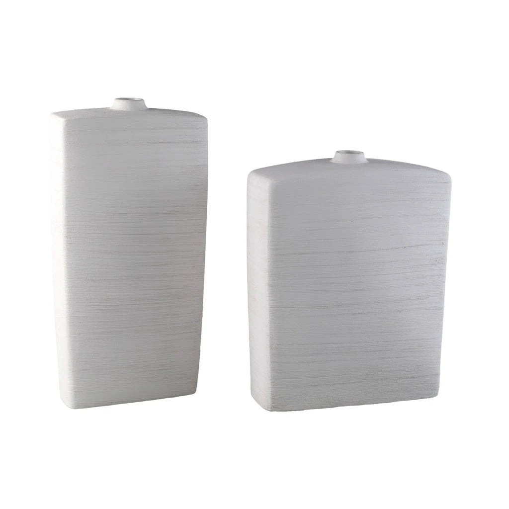 Janettee Wit rechthoekige keramische fles S by PTMD