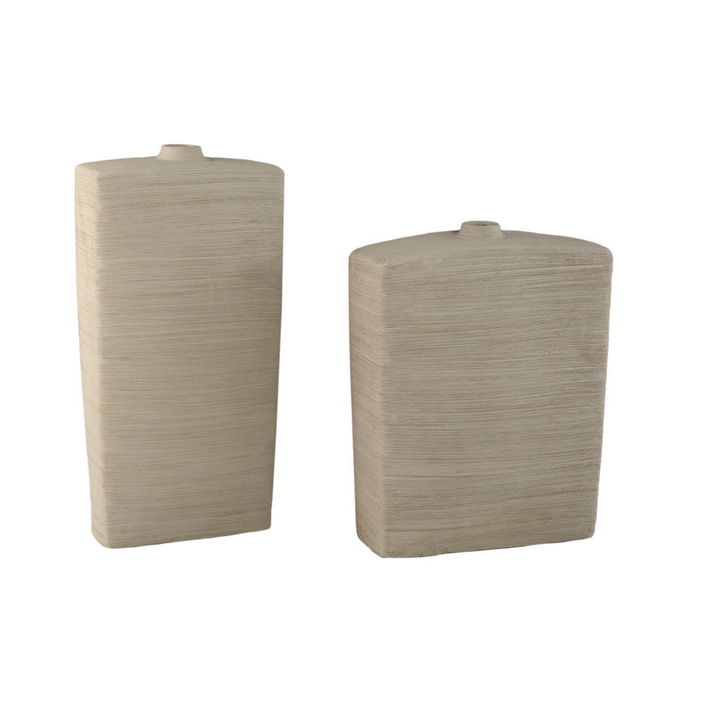 Janettee Beige rechthoekige keramische fles L - depauwwonen