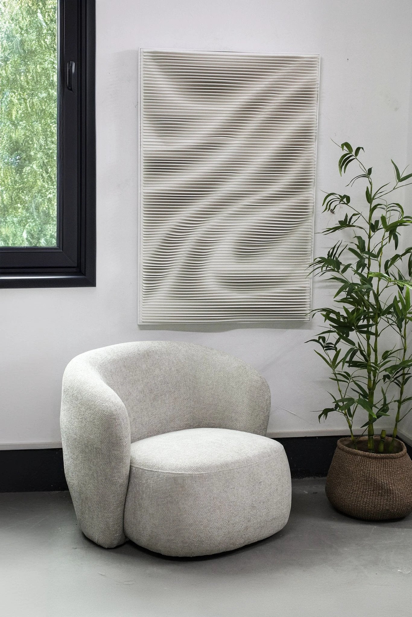 Aleishia Wit Rechthoekig MDF Wandpaneel met Golvend Ontwerp by PTMD