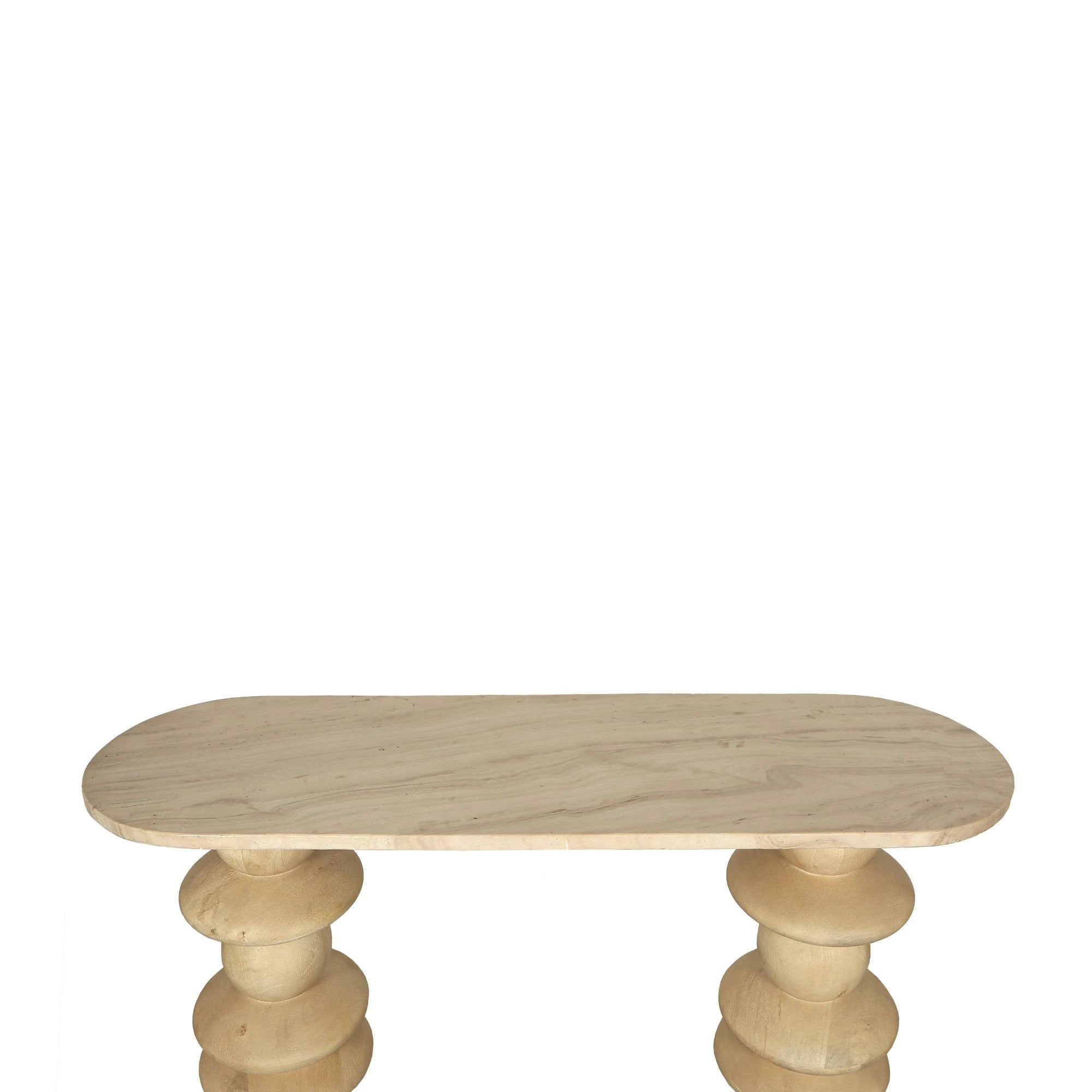 Callain Natuurlijke Mango Houten Wandtafel Marmer Ovaal by PTMD