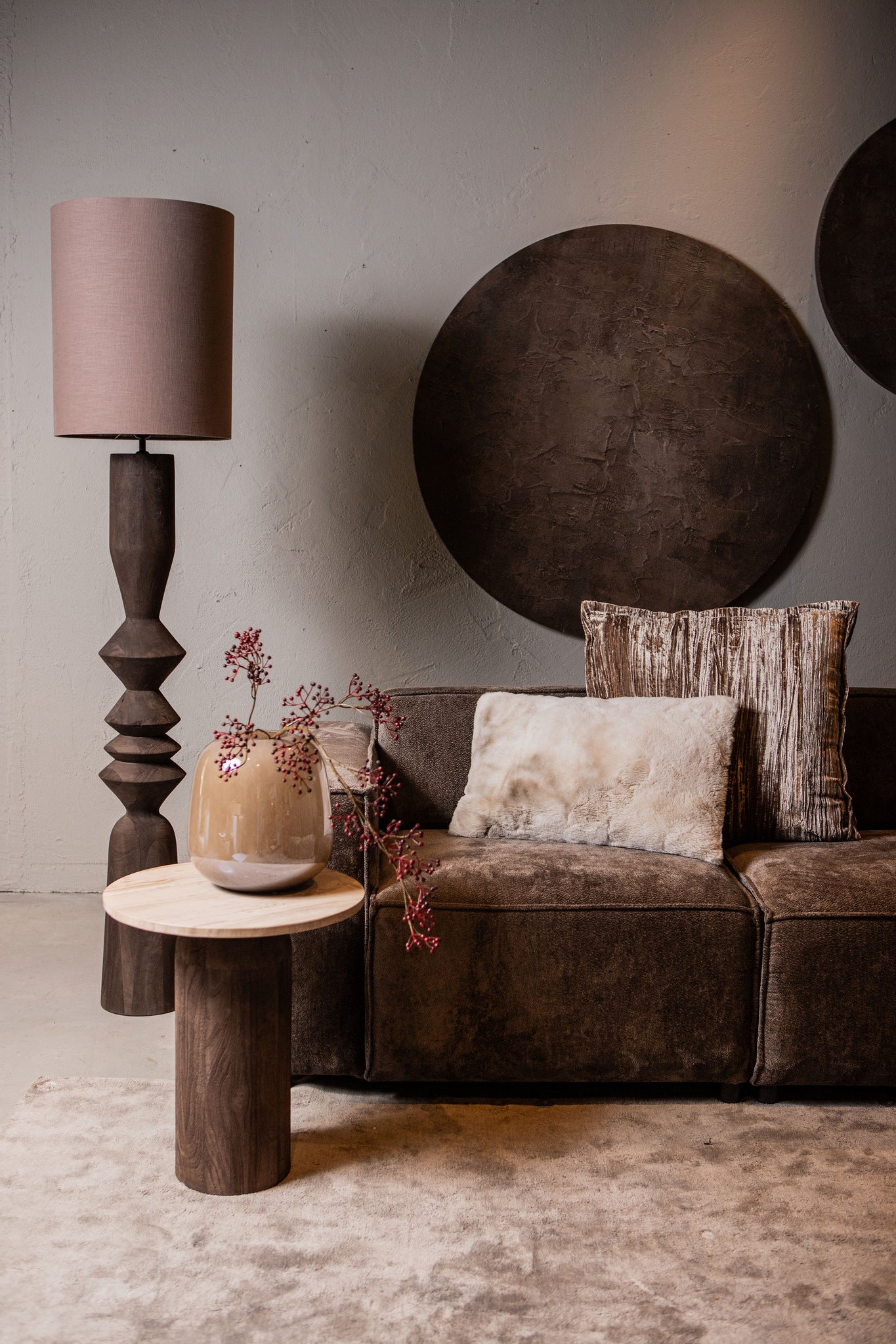 Elaine Brown Mango Houten Ronde Vloerlampvoet - depauwwonen