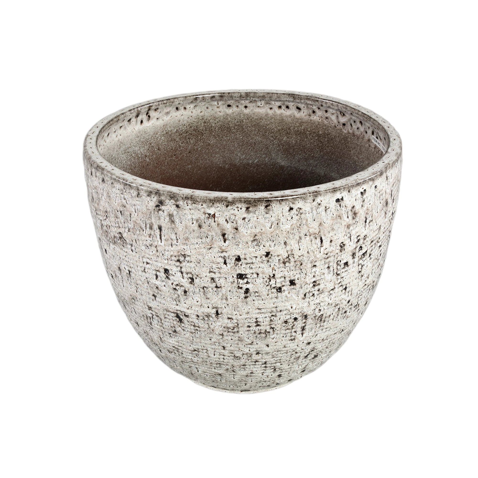 Elana Witte Ronde Keramische Pot Met Grijs Patroon L by PTMD