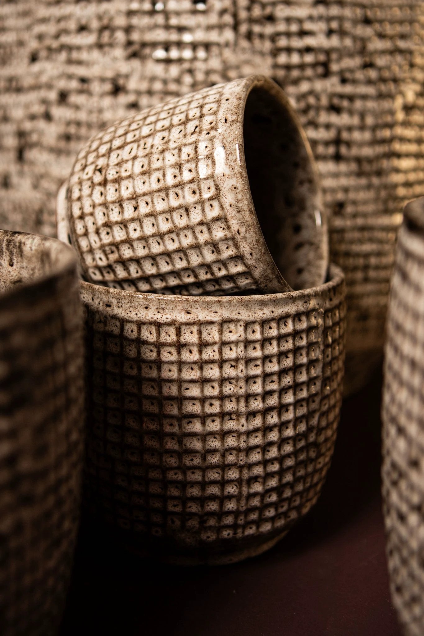 Elana Witte Ronde Keramische Pot Met Grijs Patroon L by PTMD
