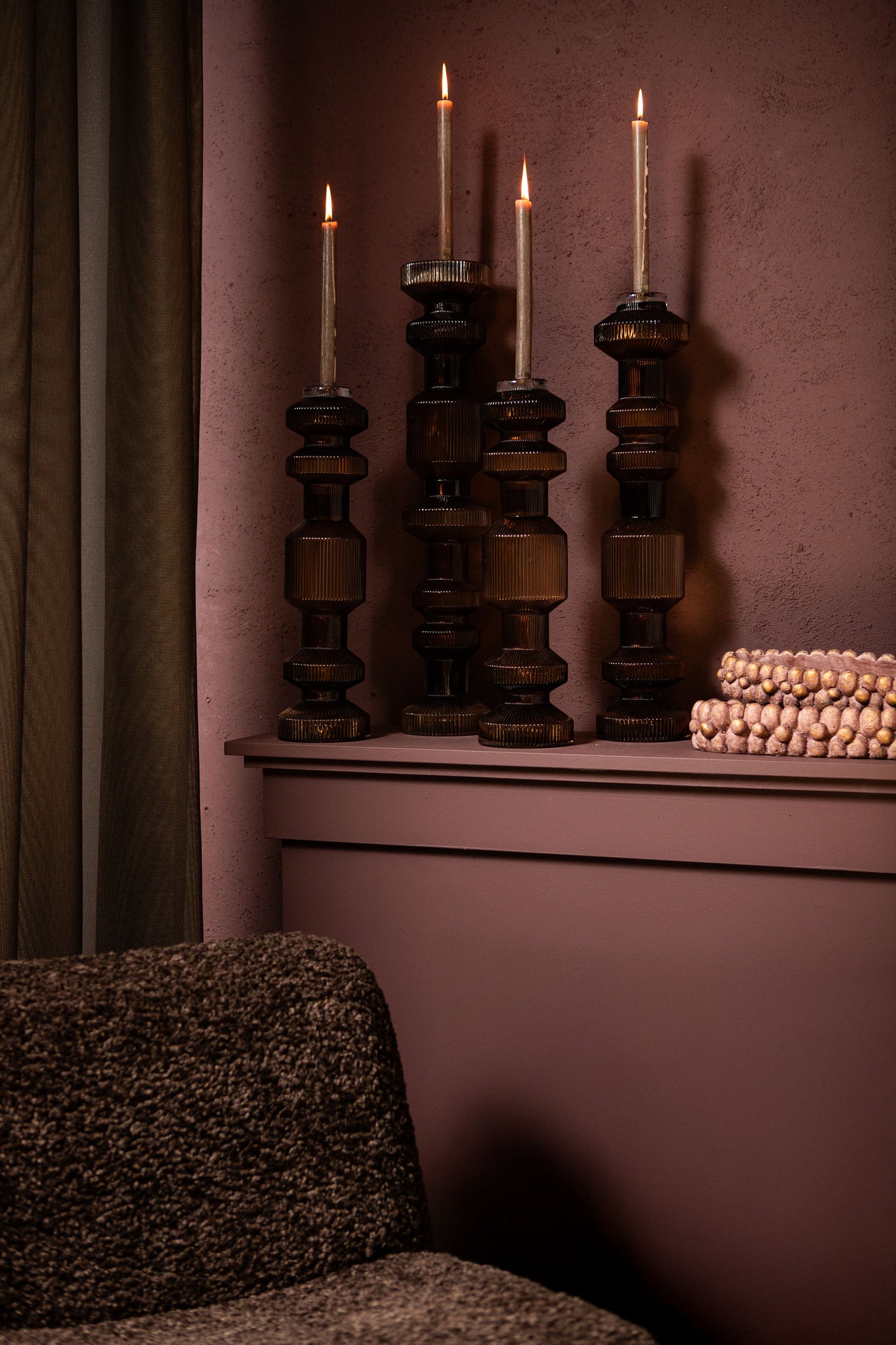 Galinda Bruine Glazen Kaarsenhouder M - depauwwonen