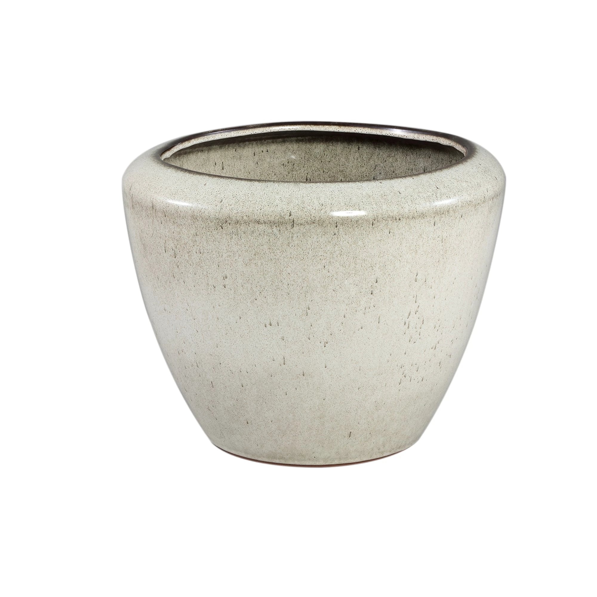 Kyleigh Beige Ronde Keramische Pot Glad Laag L by PTMD
