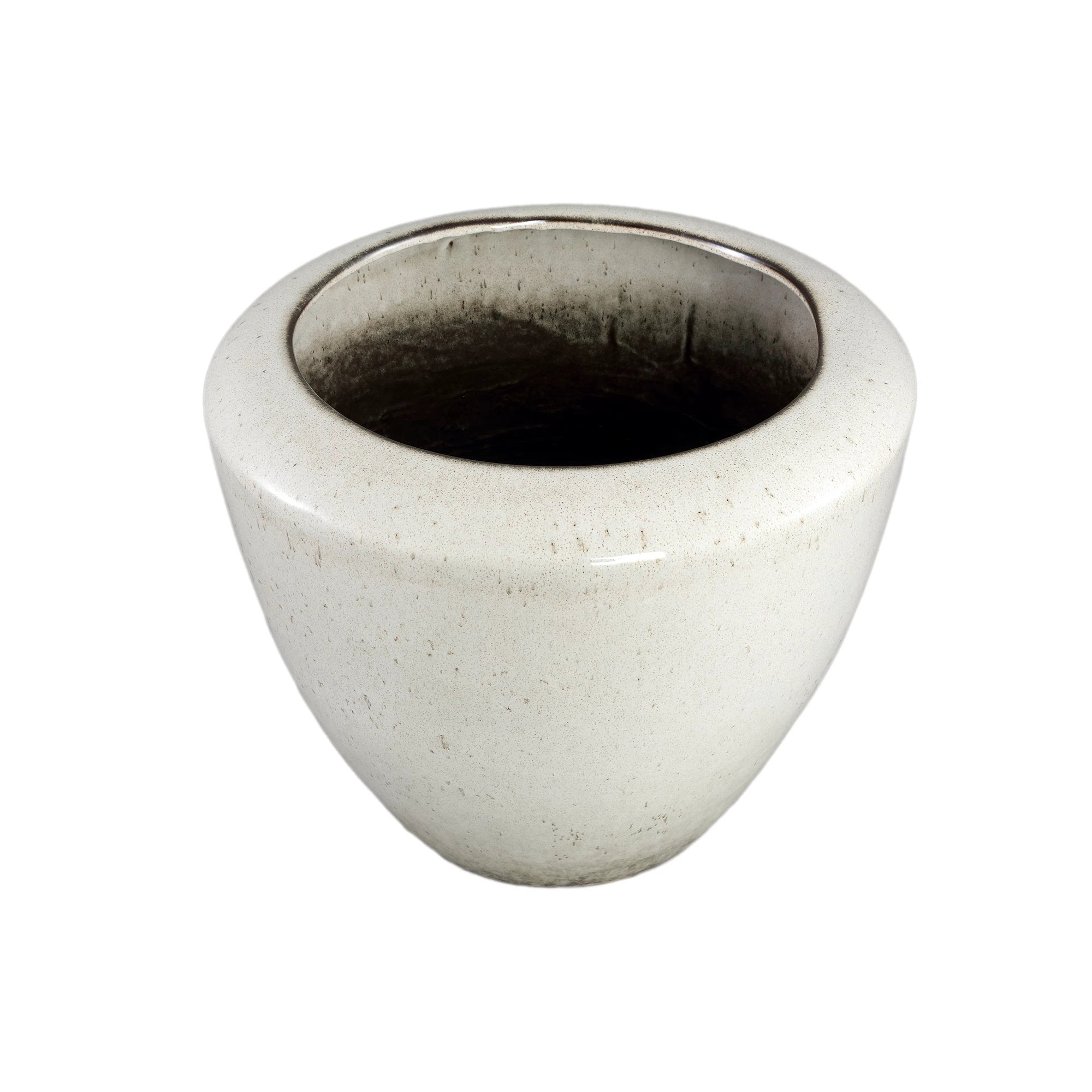 Kyleigh Beige Ronde Keramische Pot Glad Laag L by PTMD