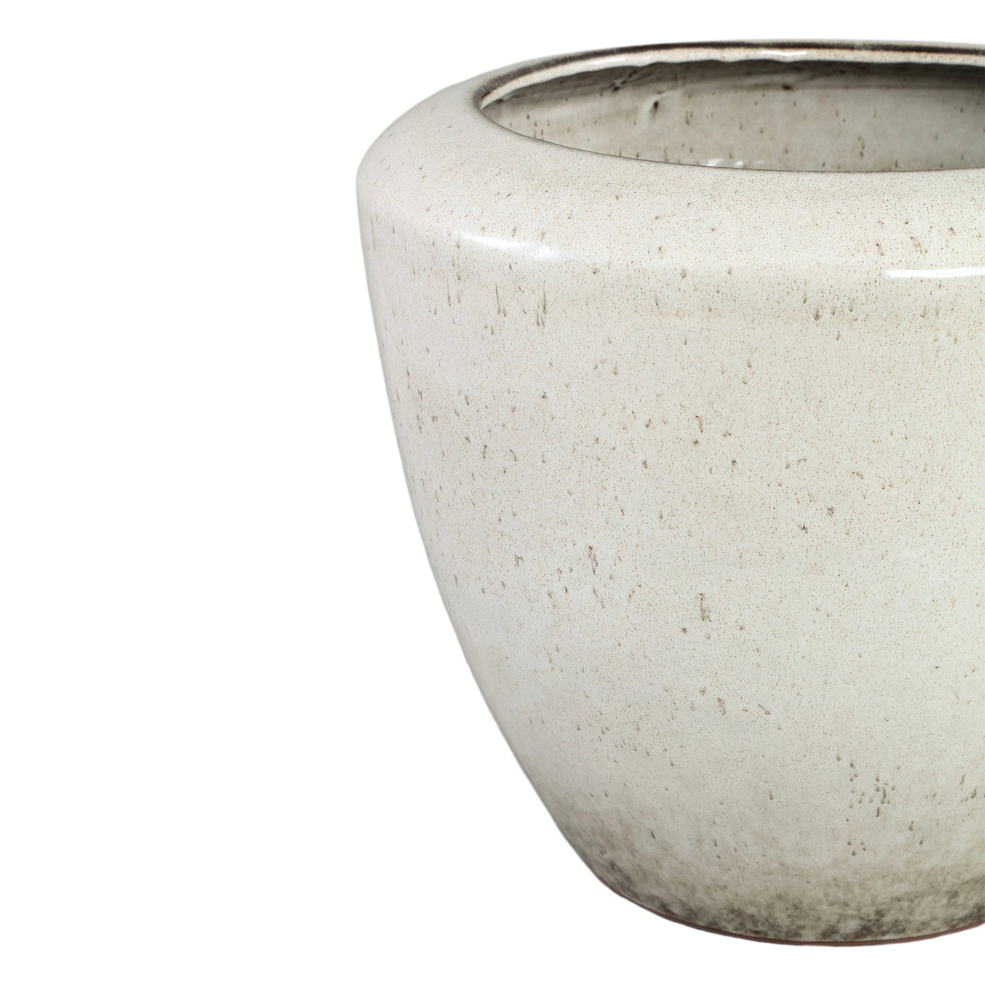 Kyleigh Beige Ronde Keramische Pot Glad Laag L by PTMD