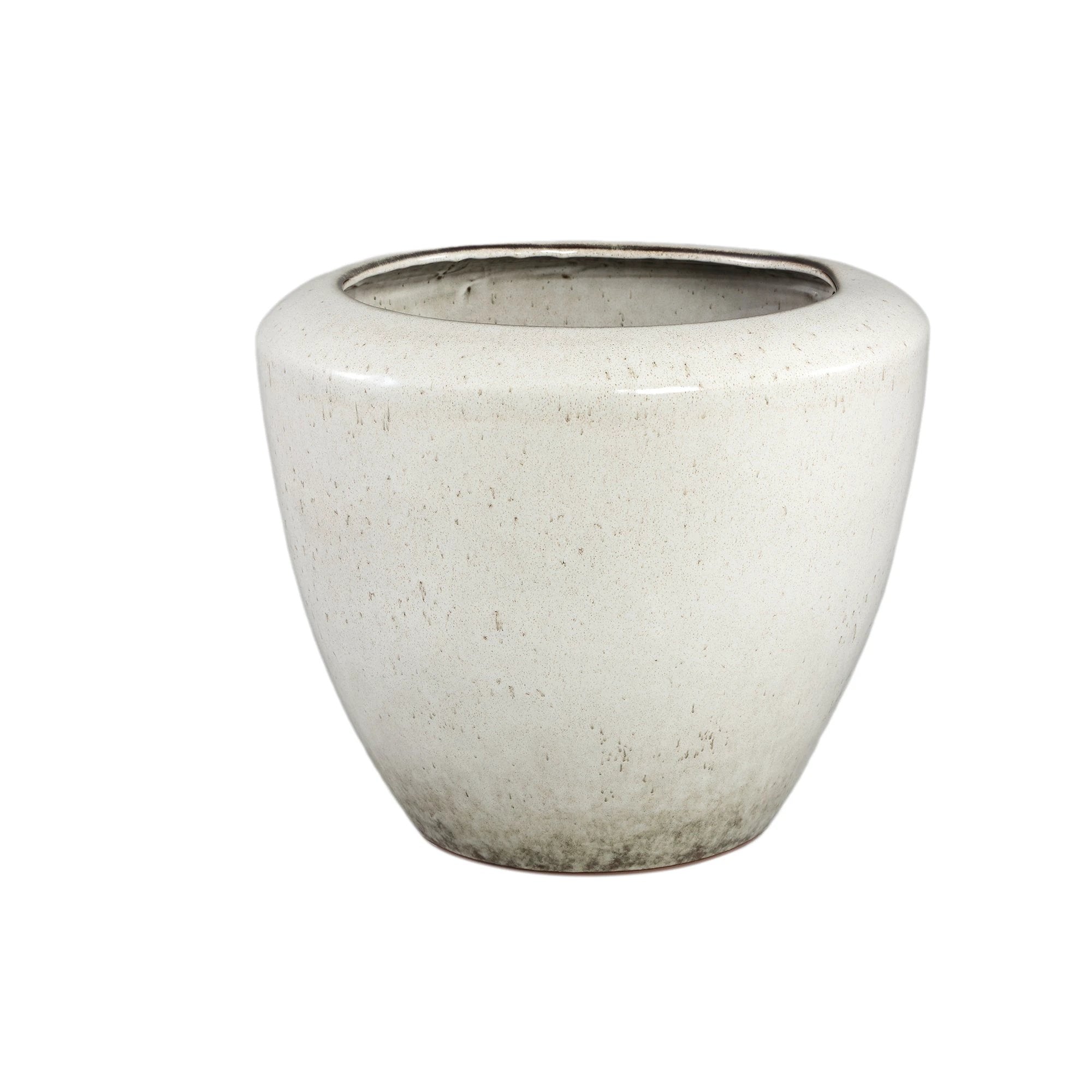 Kyleigh Beige Ronde Keramische Pot Glad Laag XL by PTMD