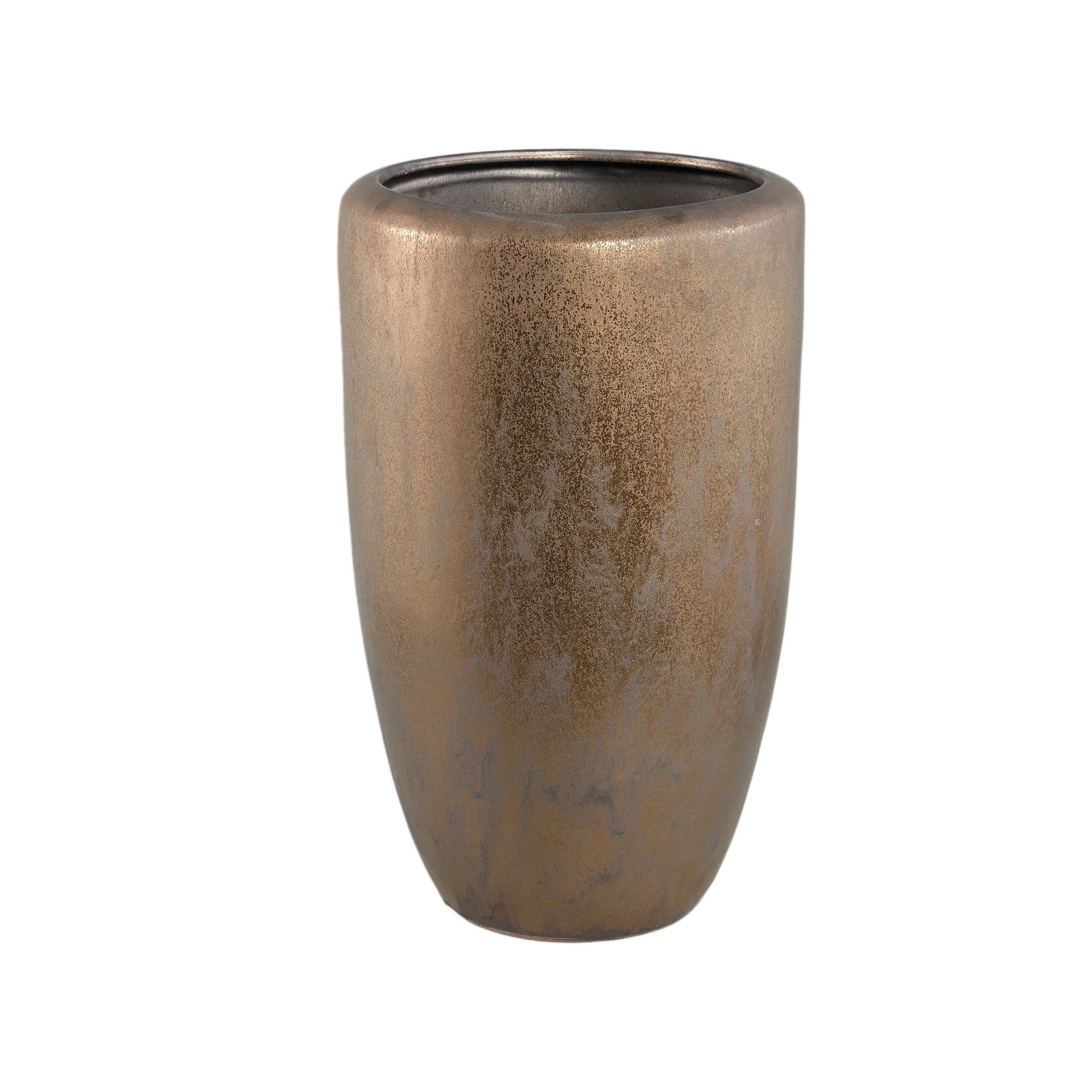 Kyleigh Bronzen Ronde Keramische Pot Glad Hoog L by PTMD