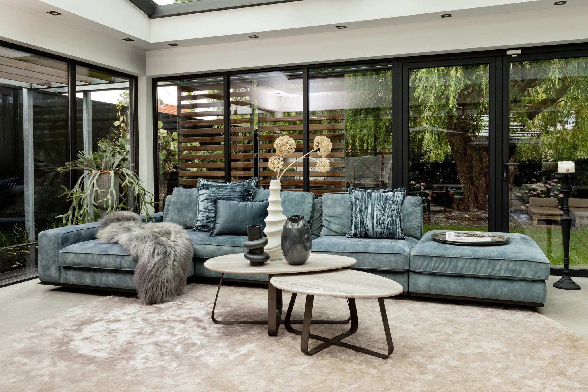 Muka Salontafel Hoog Donkergrijze Basis Wit Marmer by PTMD