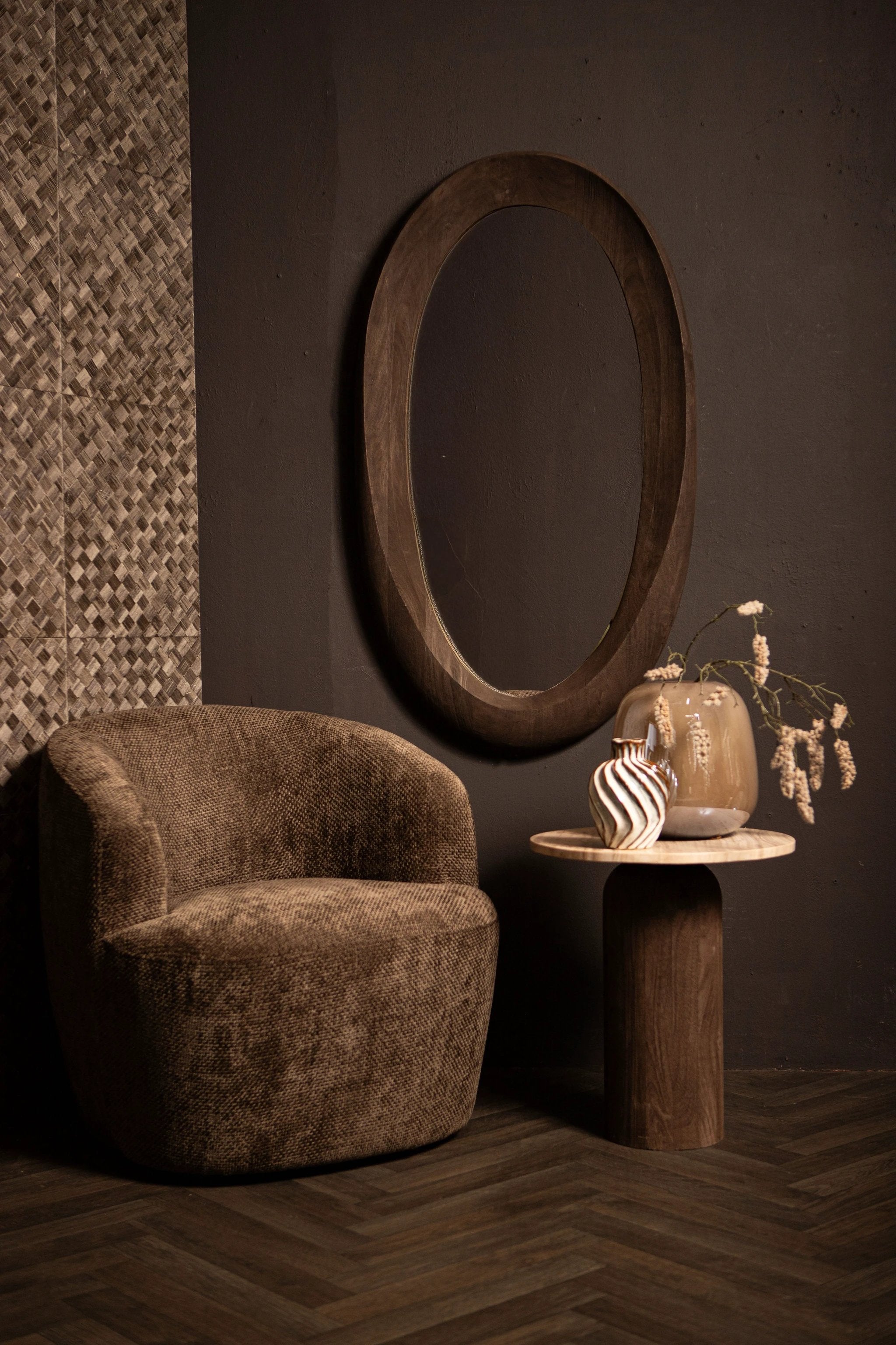 Noam Brown Mango Houten Ovaal Spiegel by PTMD