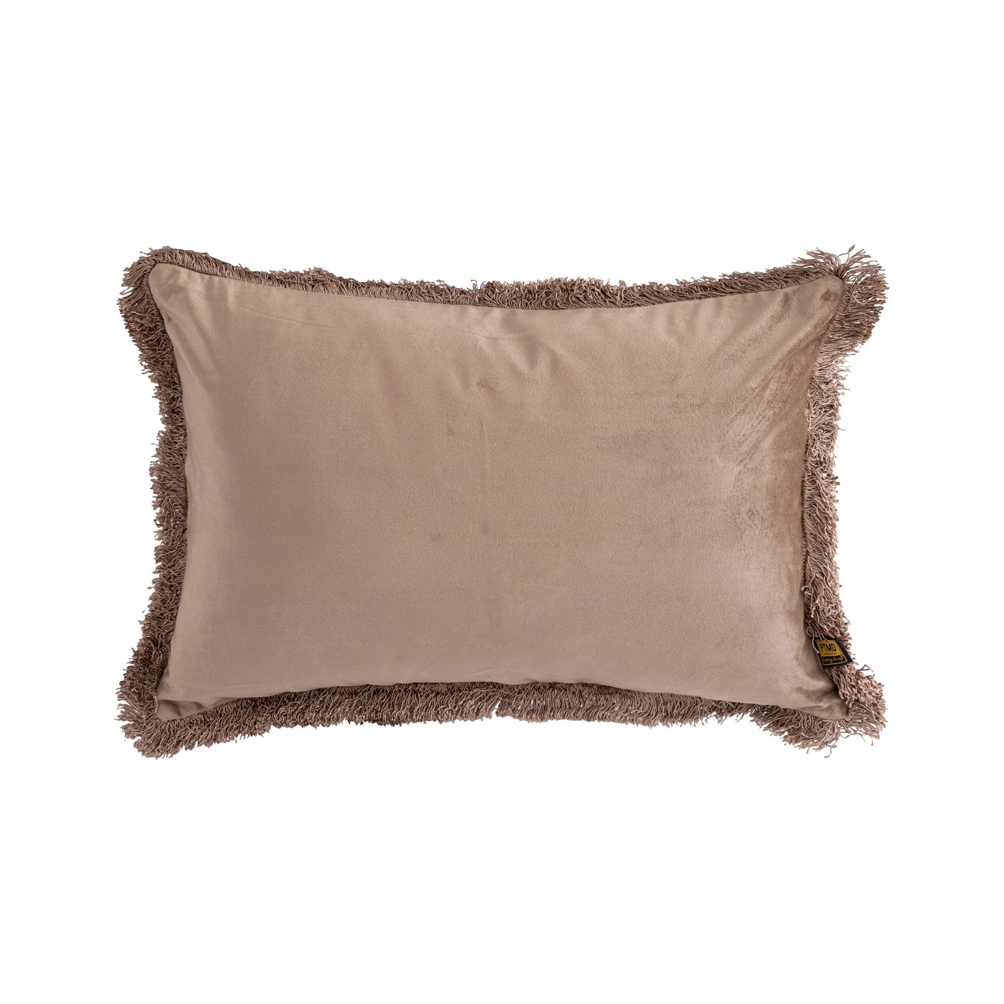 Nous Taupe Velvet Kussen Met Franjes by PTMD