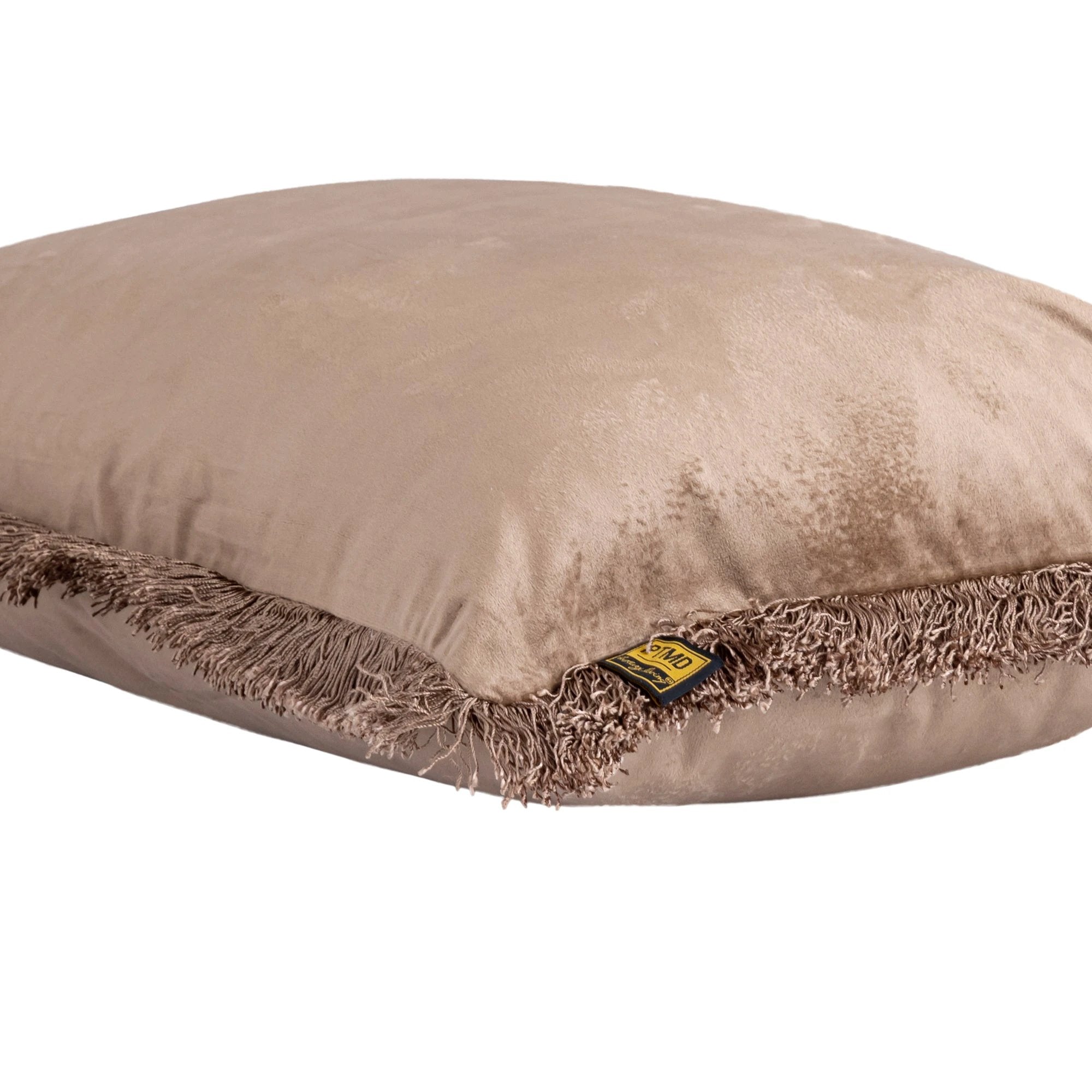 Nous Taupe Velvet Kussen Met Franjes by PTMD