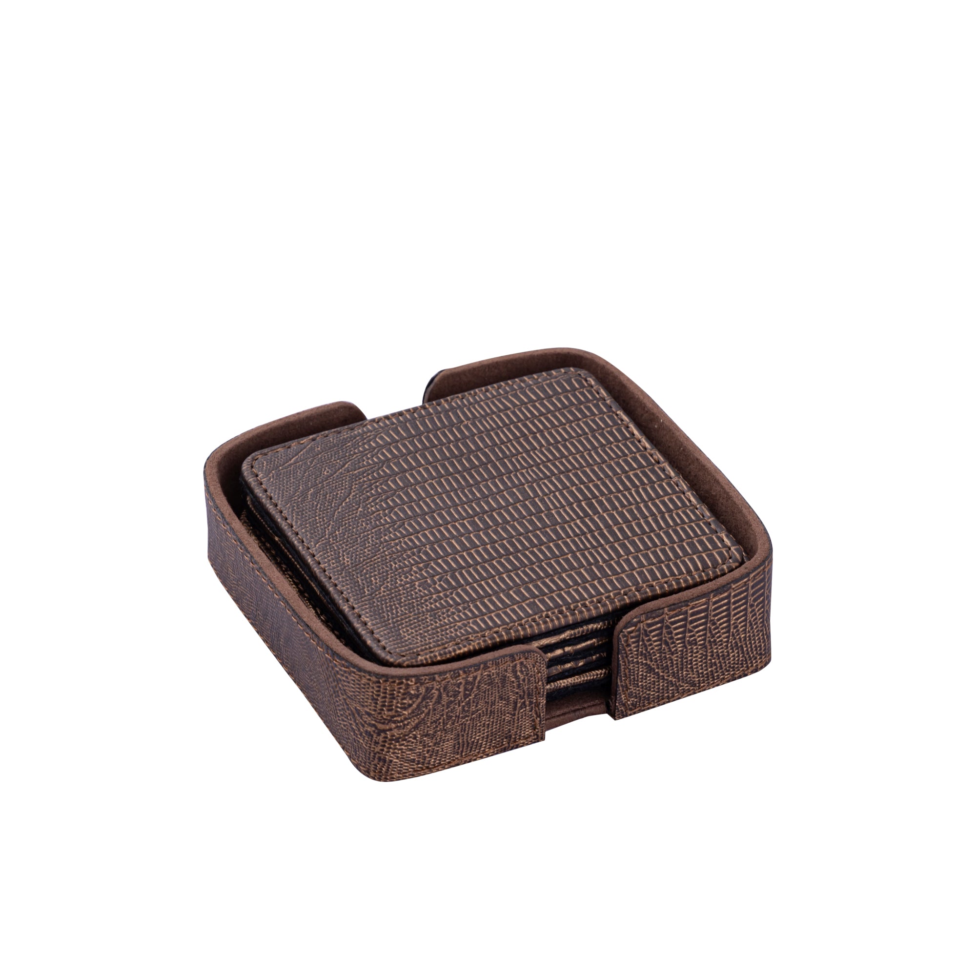 Onderzetters Rafal Brons Vierkant - Vegan Leer (Set van 6) - depauwwonen