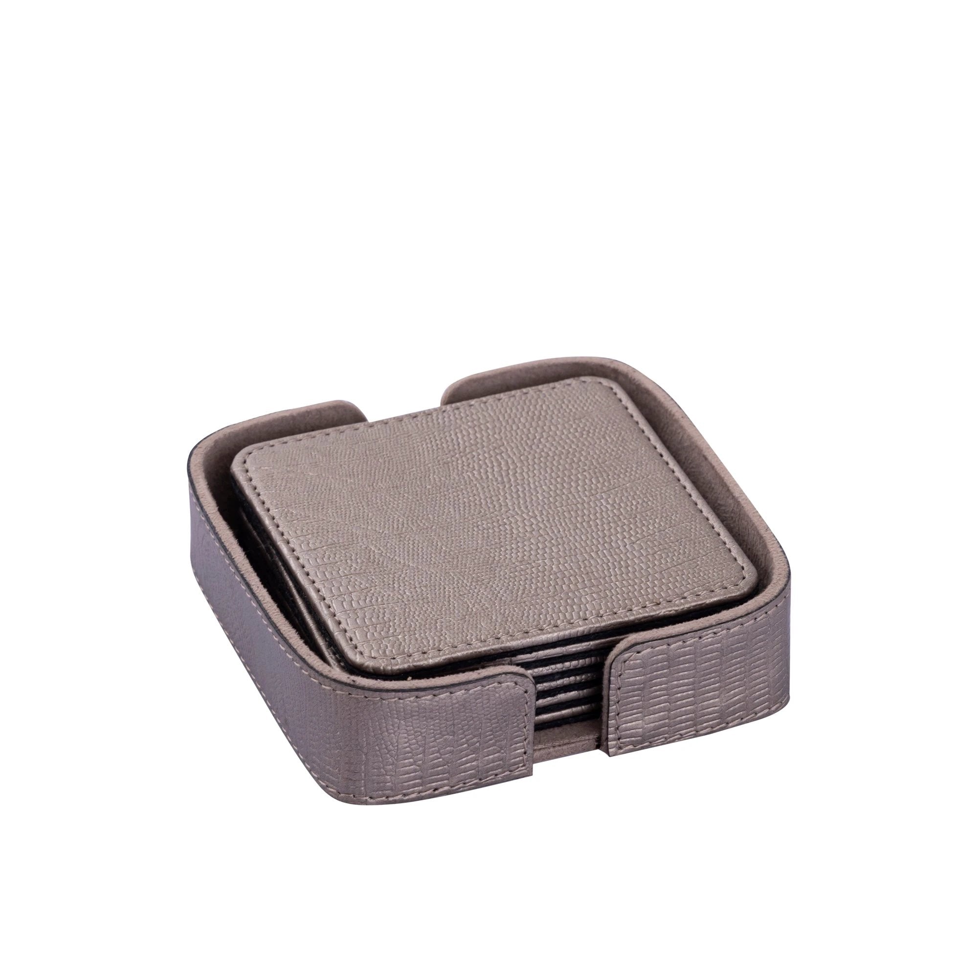 Onderzetters Rafal Champagne Vierkant - Vegan Leer (Set van 6) by PTMD