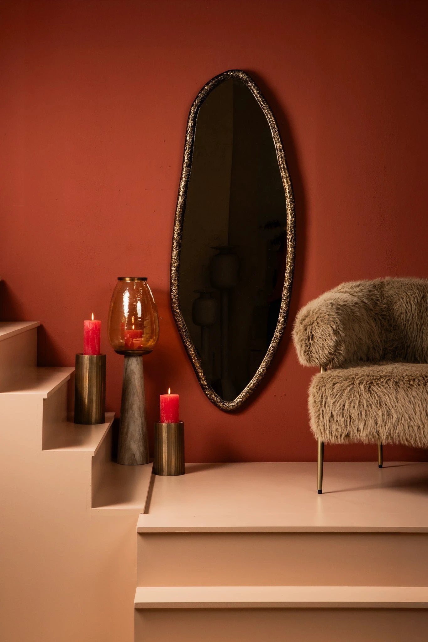 Paislie Messing Organisch Gevormde Spiegel Ovaal by PTMD