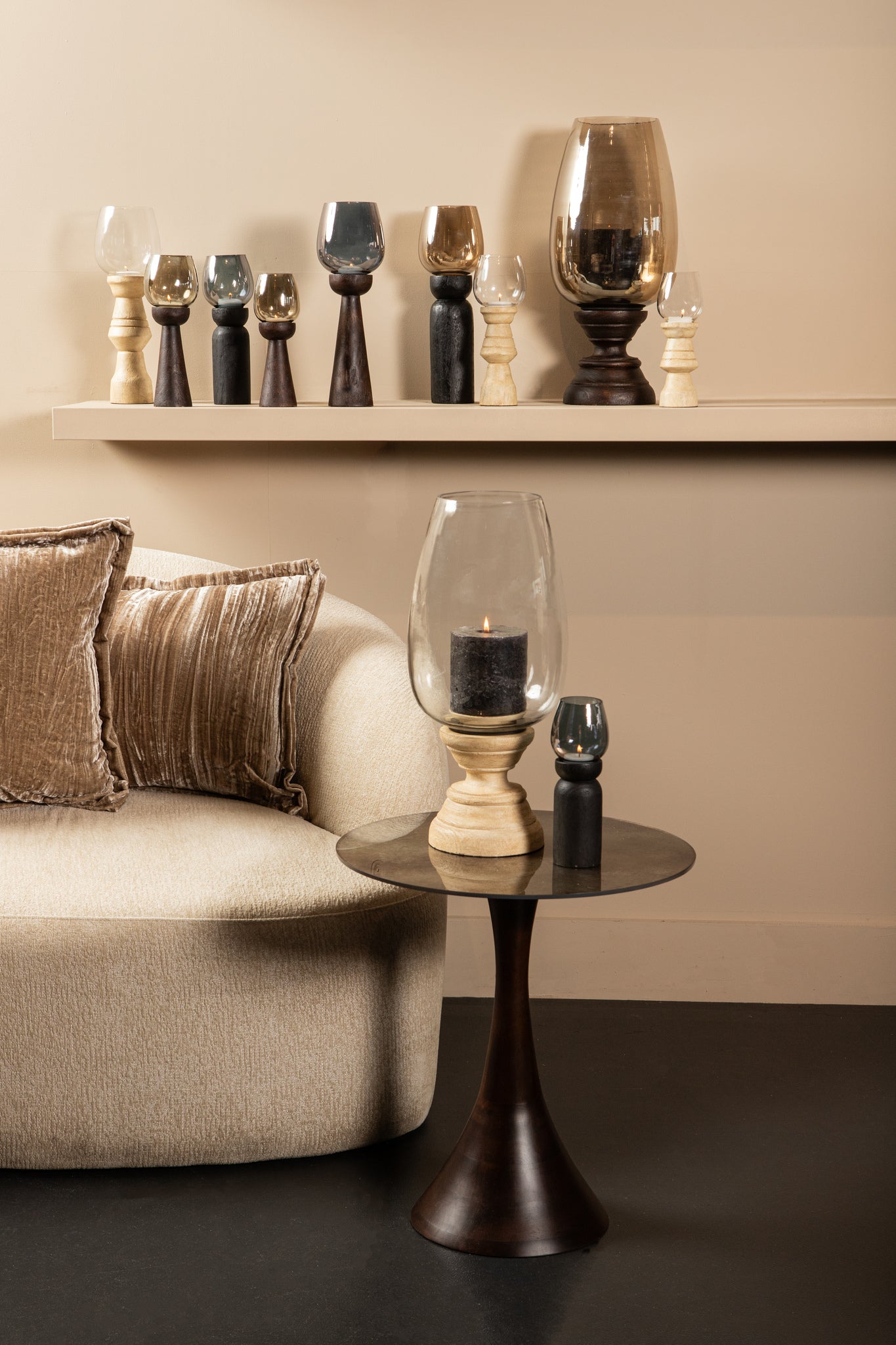 Qez Windlicht XL – Crèmekleurig Mangohout & Helder Glas - depauwwonen