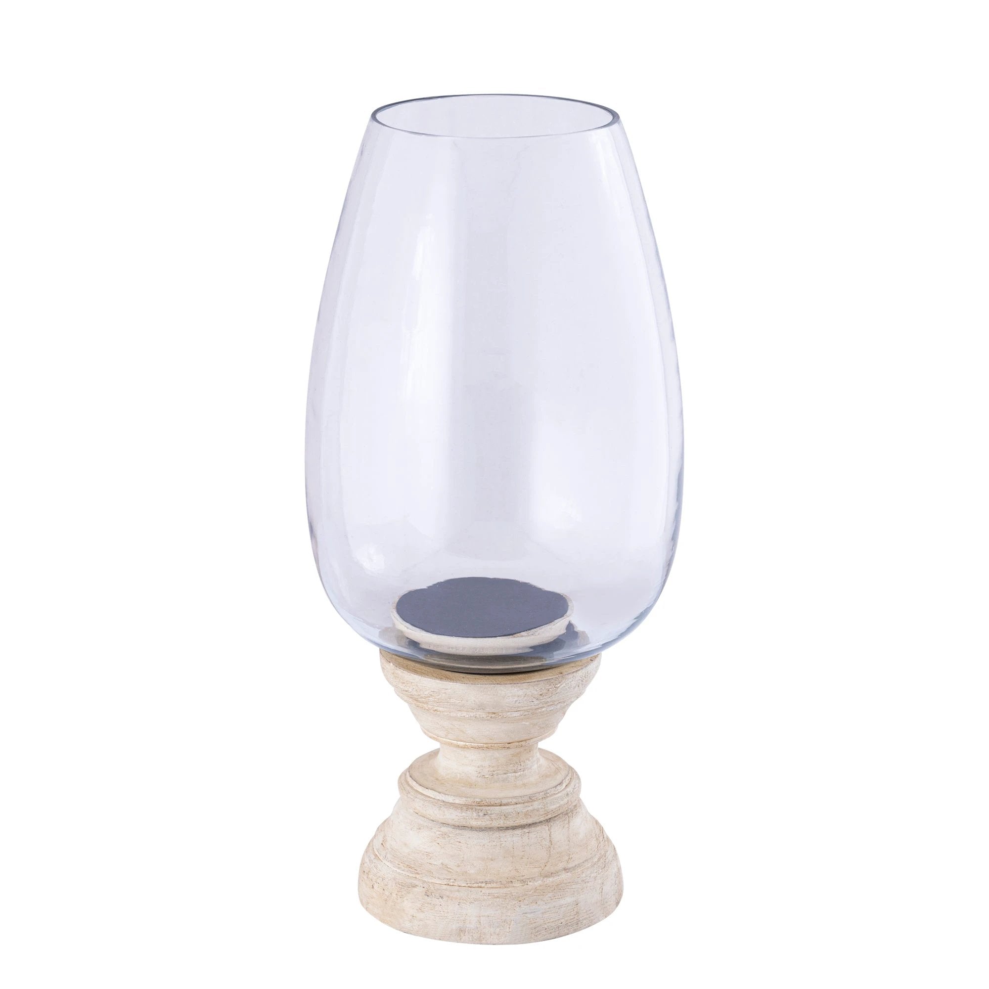 Qez Windlicht XL – Crèmekleurig Mangohout & Helder Glas by PTMD